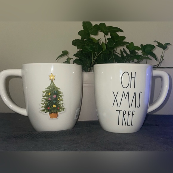 Set of 2 Rae Dunn OH XMAS TREE Double Sided Mug - Picture 4 of 7